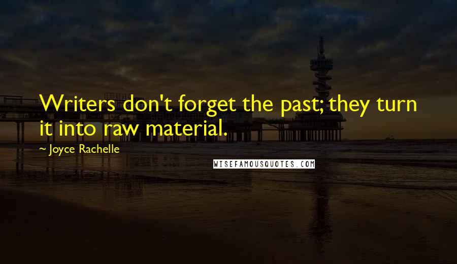 Joyce Rachelle Quotes: Writers don't forget the past; they turn it into raw material.