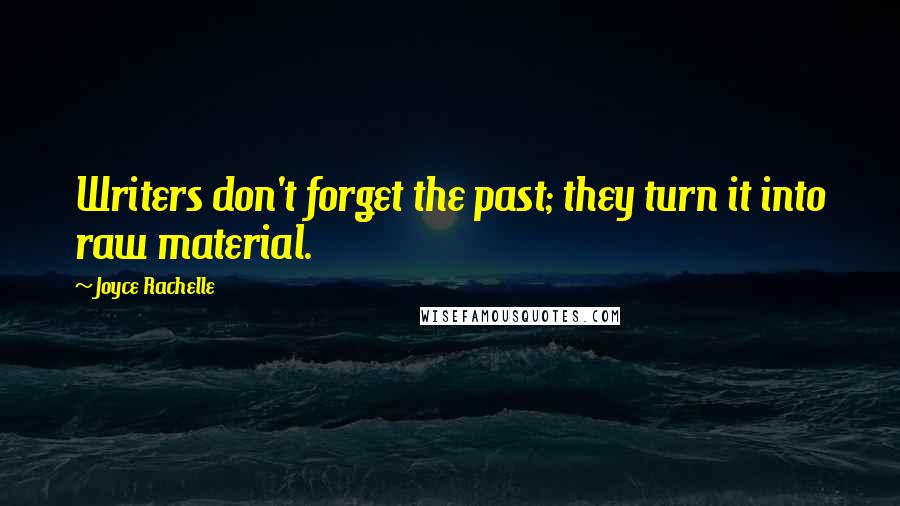 Joyce Rachelle Quotes: Writers don't forget the past; they turn it into raw material.