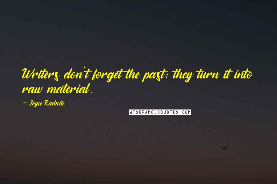 Joyce Rachelle Quotes: Writers don't forget the past; they turn it into raw material.