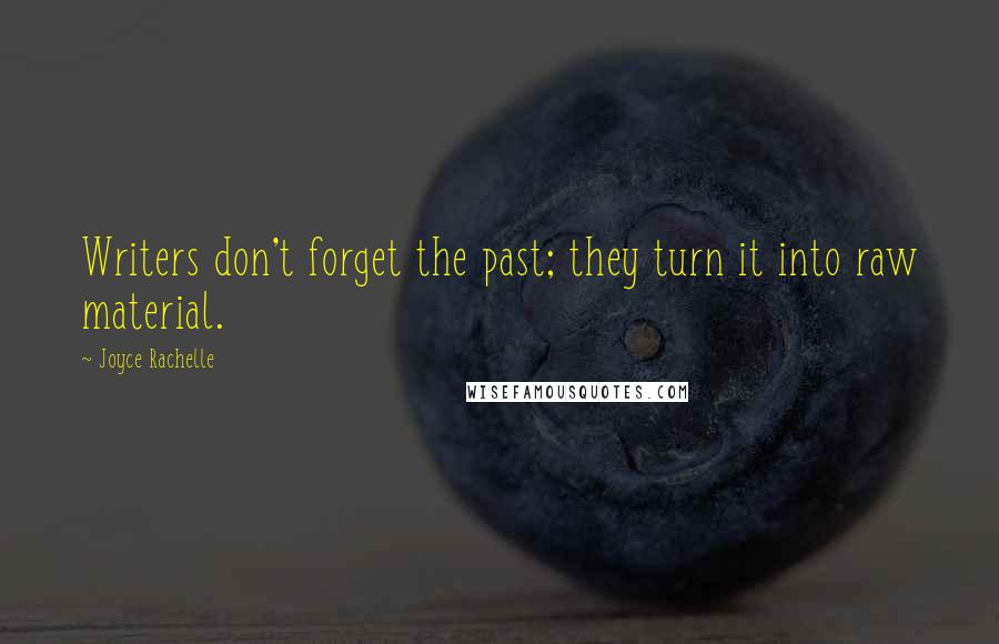 Joyce Rachelle Quotes: Writers don't forget the past; they turn it into raw material.