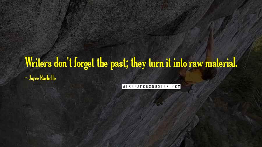 Joyce Rachelle Quotes: Writers don't forget the past; they turn it into raw material.