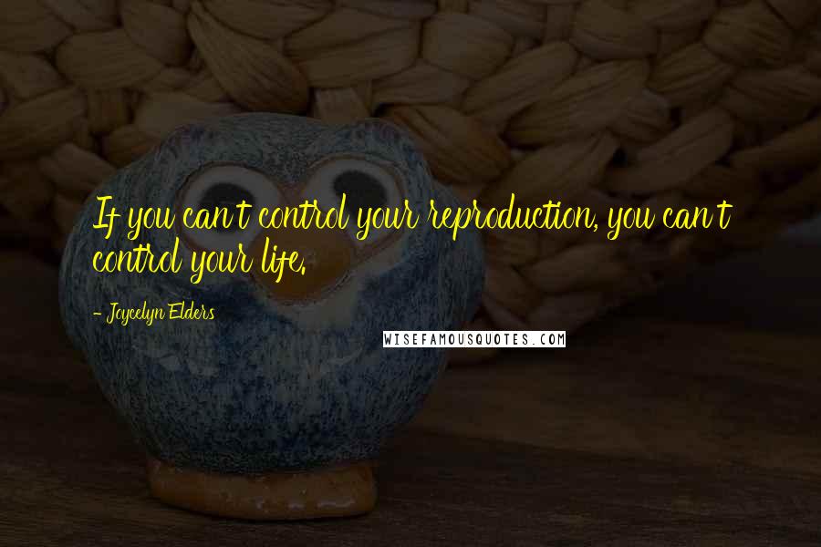 Joycelyn Elders Quotes: If you can't control your reproduction, you can't control your life.