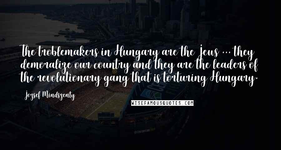 Jozsef Mindszenty Quotes: The troblemakers in Hungary are the Jews ... they demoralize our country and they are the leaders of the revolutionary gang that is torturing Hungary.
