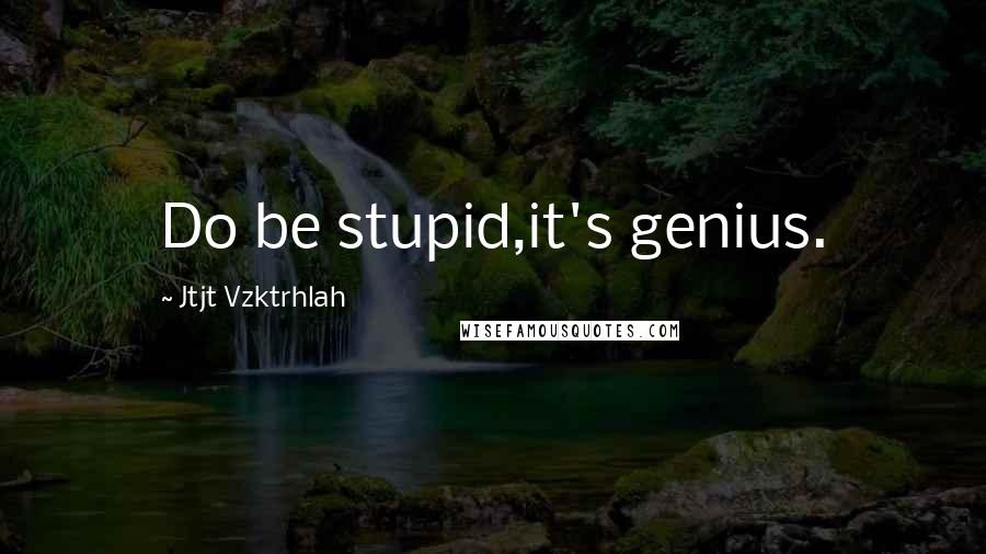 Jtjt Vzktrhlah Quotes: Do be stupid,it's genius.