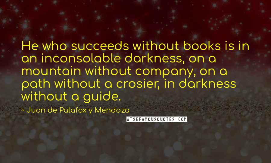 Juan De Palafox Y Mendoza Quotes: He who succeeds without books is in an inconsolable darkness, on a mountain without company, on a path without a crosier, in darkness without a guide.