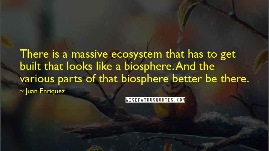 Juan Enriquez Quotes: There is a massive ecosystem that has to get built that looks like a biosphere. And the various parts of that biosphere better be there.
