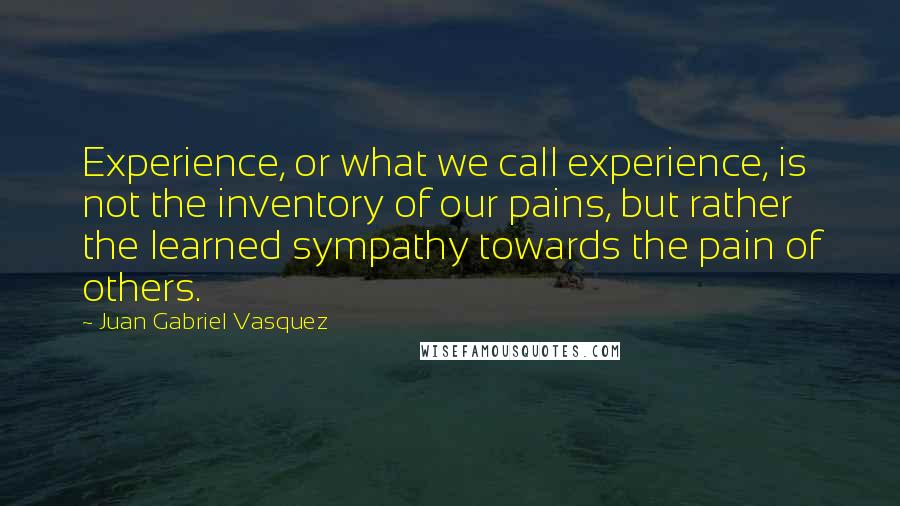 Juan Gabriel Vasquez Quotes: Experience, or what we call experience, is not the inventory of our pains, but rather the learned sympathy towards the pain of others.