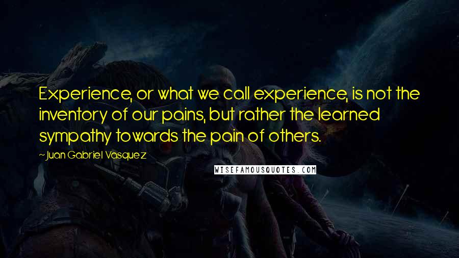 Juan Gabriel Vasquez Quotes: Experience, or what we call experience, is not the inventory of our pains, but rather the learned sympathy towards the pain of others.