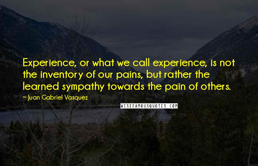 Juan Gabriel Vasquez Quotes: Experience, or what we call experience, is not the inventory of our pains, but rather the learned sympathy towards the pain of others.