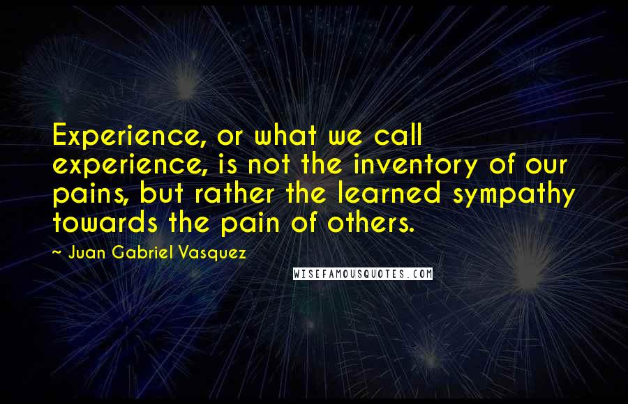 Juan Gabriel Vasquez Quotes: Experience, or what we call experience, is not the inventory of our pains, but rather the learned sympathy towards the pain of others.