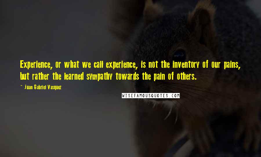 Juan Gabriel Vasquez Quotes: Experience, or what we call experience, is not the inventory of our pains, but rather the learned sympathy towards the pain of others.