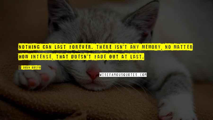 Juan Rulfo Quotes: Nothing can last forever. There isn't any memory, no matter how intense, that doesn't fade out at last.