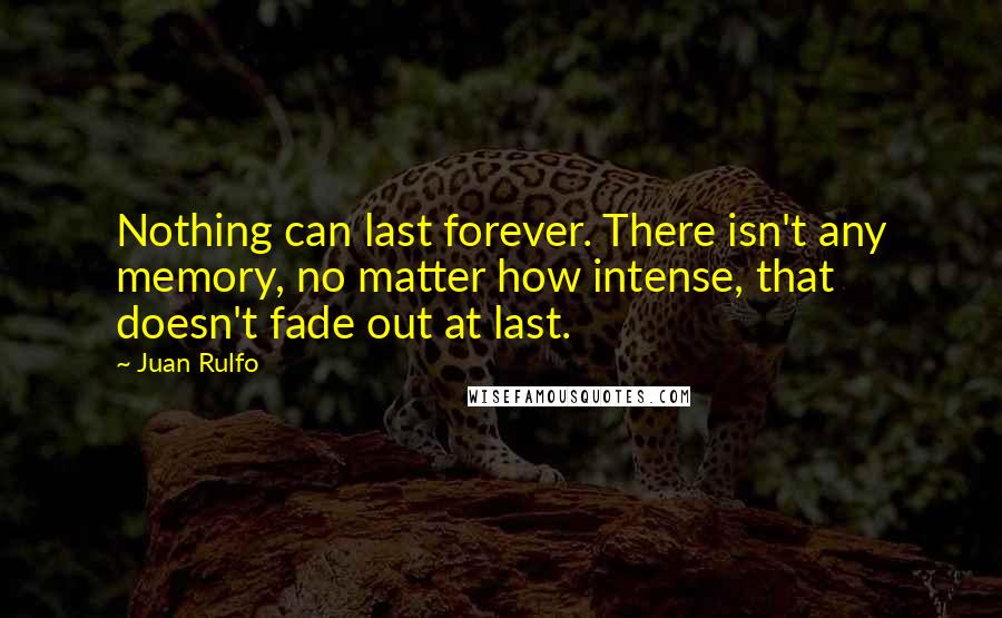 Juan Rulfo Quotes: Nothing can last forever. There isn't any memory, no matter how intense, that doesn't fade out at last.