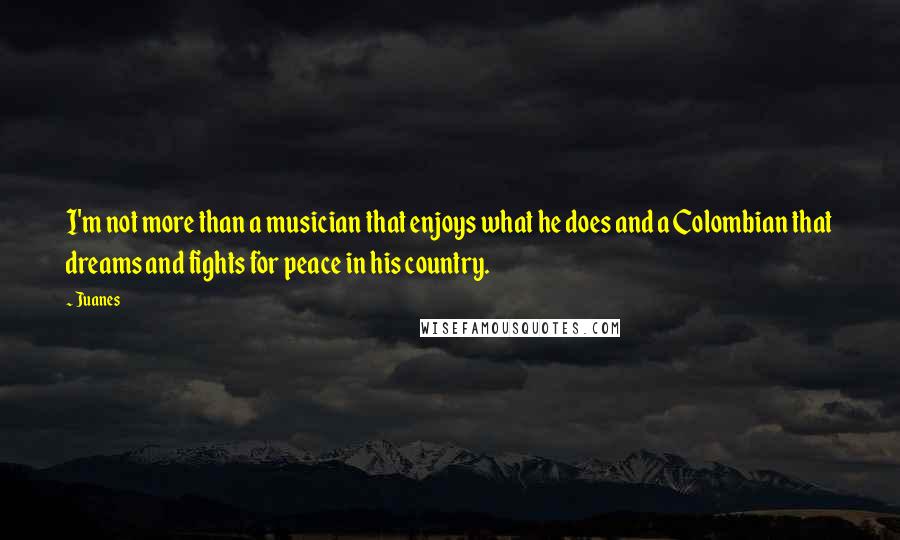 Juanes Quotes: I'm not more than a musician that enjoys what he does and a Colombian that dreams and fights for peace in his country.