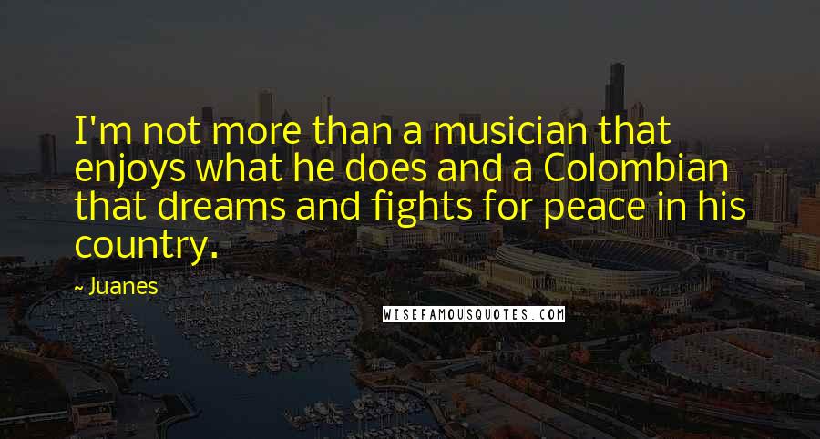 Juanes Quotes: I'm not more than a musician that enjoys what he does and a Colombian that dreams and fights for peace in his country.