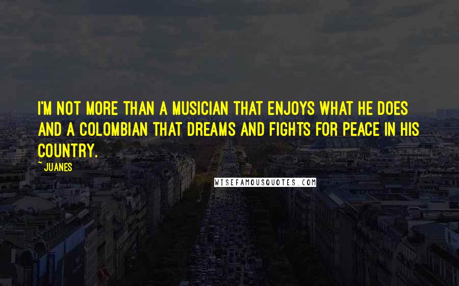 Juanes Quotes: I'm not more than a musician that enjoys what he does and a Colombian that dreams and fights for peace in his country.