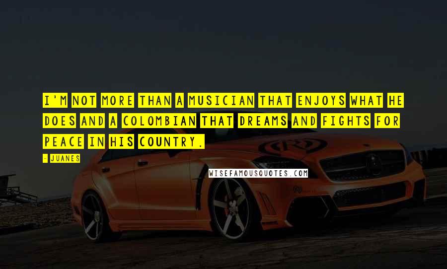 Juanes Quotes: I'm not more than a musician that enjoys what he does and a Colombian that dreams and fights for peace in his country.