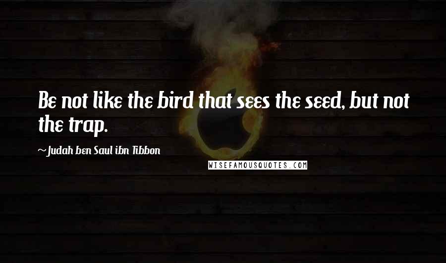 Judah Ben Saul Ibn Tibbon Quotes: Be not like the bird that sees the seed, but not the trap.