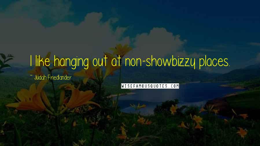 Judah Friedlander Quotes: I like hanging out at non-showbizzy places.