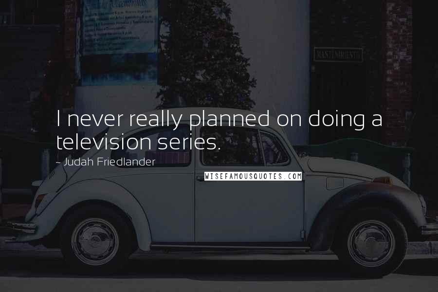 Judah Friedlander Quotes: I never really planned on doing a television series.