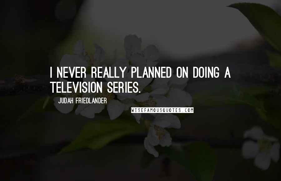 Judah Friedlander Quotes: I never really planned on doing a television series.