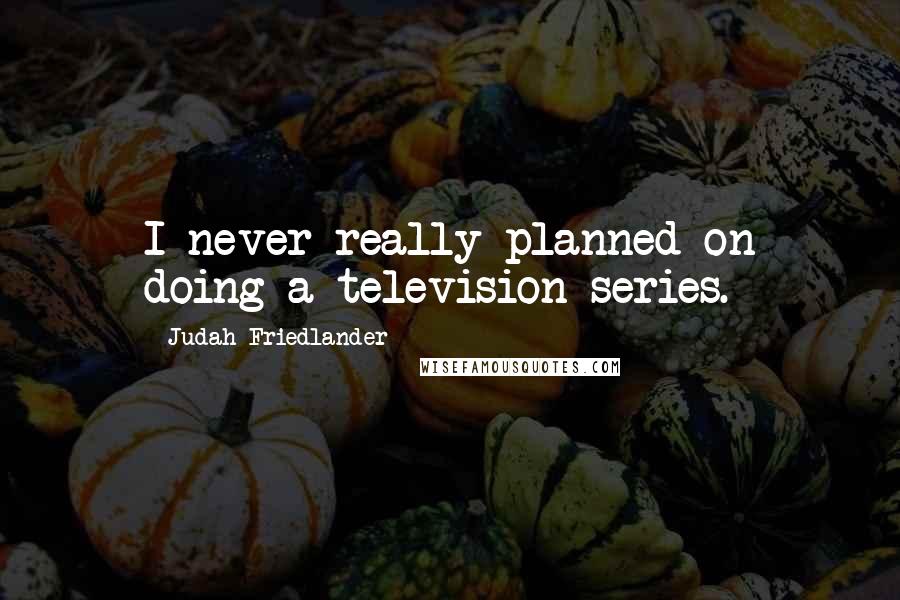 Judah Friedlander Quotes: I never really planned on doing a television series.