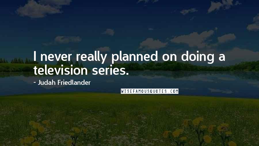 Judah Friedlander Quotes: I never really planned on doing a television series.