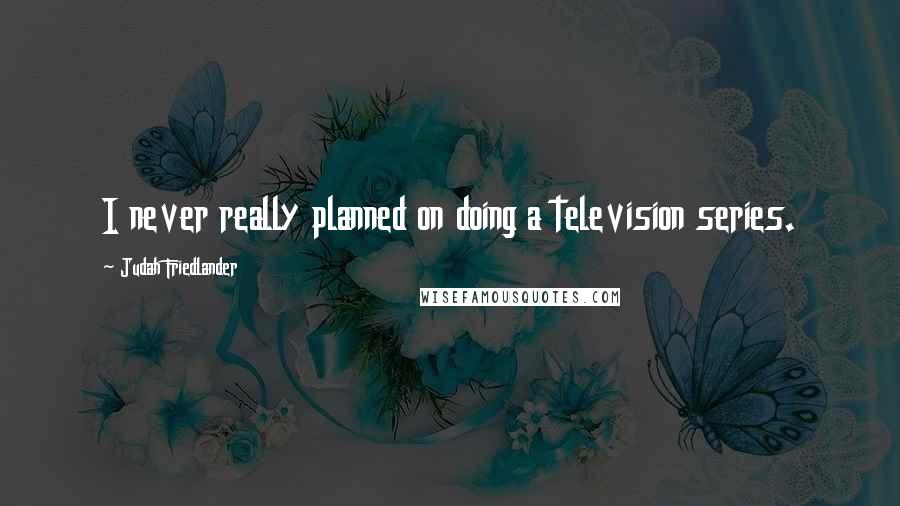 Judah Friedlander Quotes: I never really planned on doing a television series.