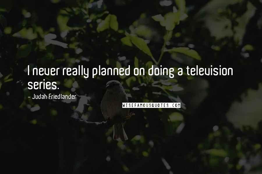 Judah Friedlander Quotes: I never really planned on doing a television series.