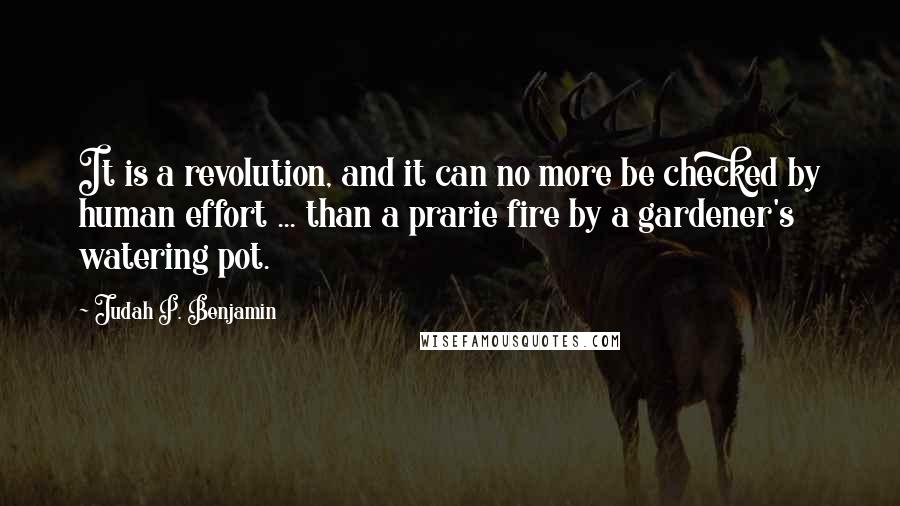 Judah P. Benjamin Quotes: It is a revolution, and it can no more be checked by human effort ... than a prarie fire by a gardener's watering pot.