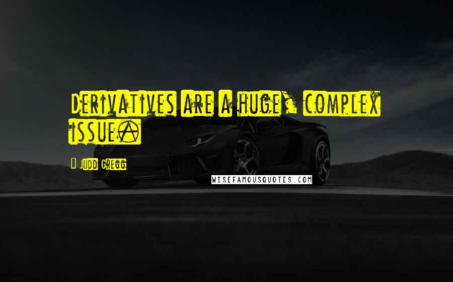 Judd Gregg Quotes: Derivatives are a huge, complex issue.