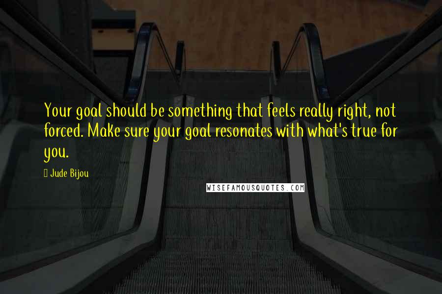 Jude Bijou Quotes: Your goal should be something that feels really right, not forced. Make sure your goal resonates with what's true for you.