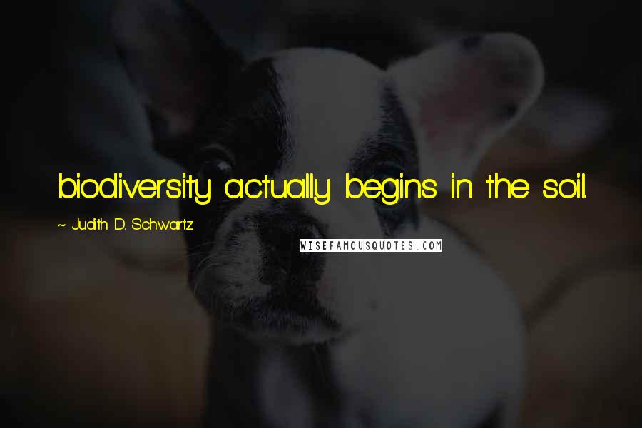 Judith D. Schwartz Quotes: biodiversity actually begins in the soil.