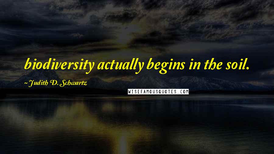 Judith D. Schwartz Quotes: biodiversity actually begins in the soil.
