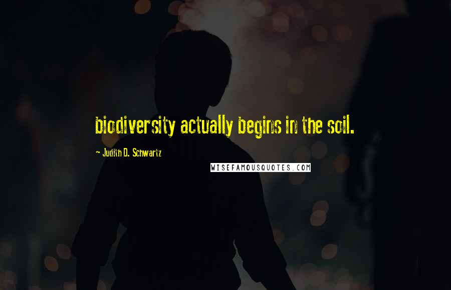 Judith D. Schwartz Quotes: biodiversity actually begins in the soil.