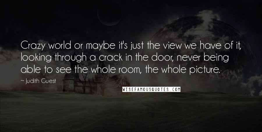 Judith Guest Quotes: Crazy world or maybe it's just the view we have of it, looking through a crack in the door, never being able to see the whole room, the whole picture.