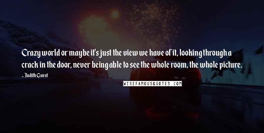 Judith Guest Quotes: Crazy world or maybe it's just the view we have of it, looking through a crack in the door, never being able to see the whole room, the whole picture.