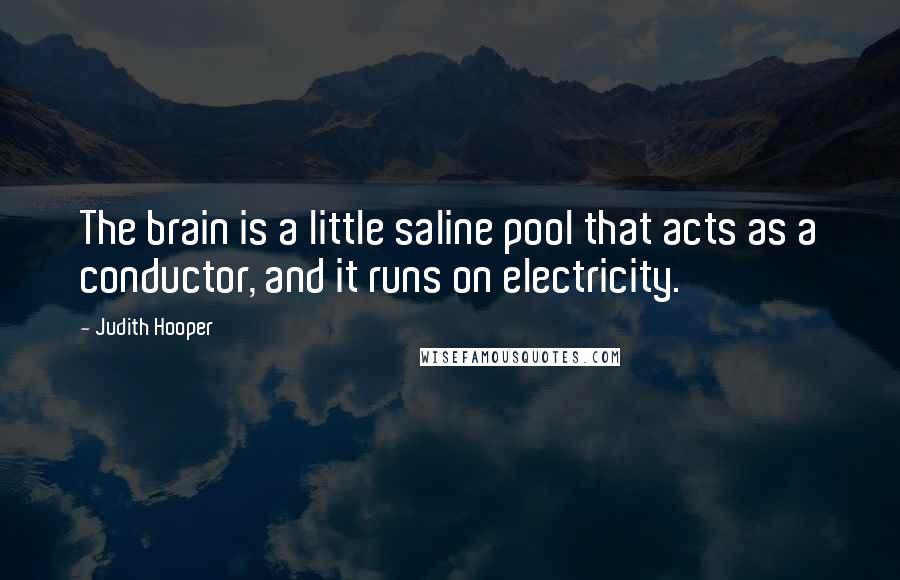 Judith Hooper Quotes: The brain is a little saline pool that acts as a conductor, and it runs on electricity.