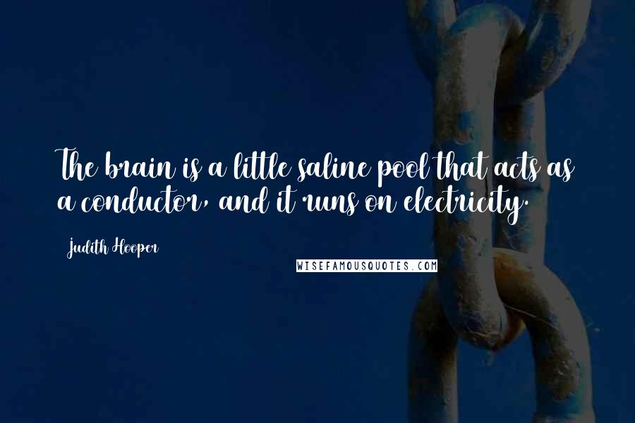 Judith Hooper Quotes: The brain is a little saline pool that acts as a conductor, and it runs on electricity.