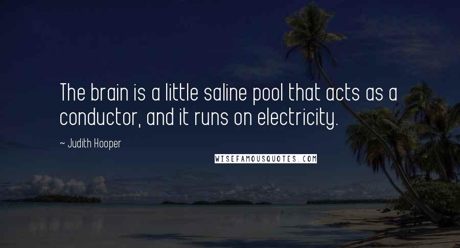 Judith Hooper Quotes: The brain is a little saline pool that acts as a conductor, and it runs on electricity.