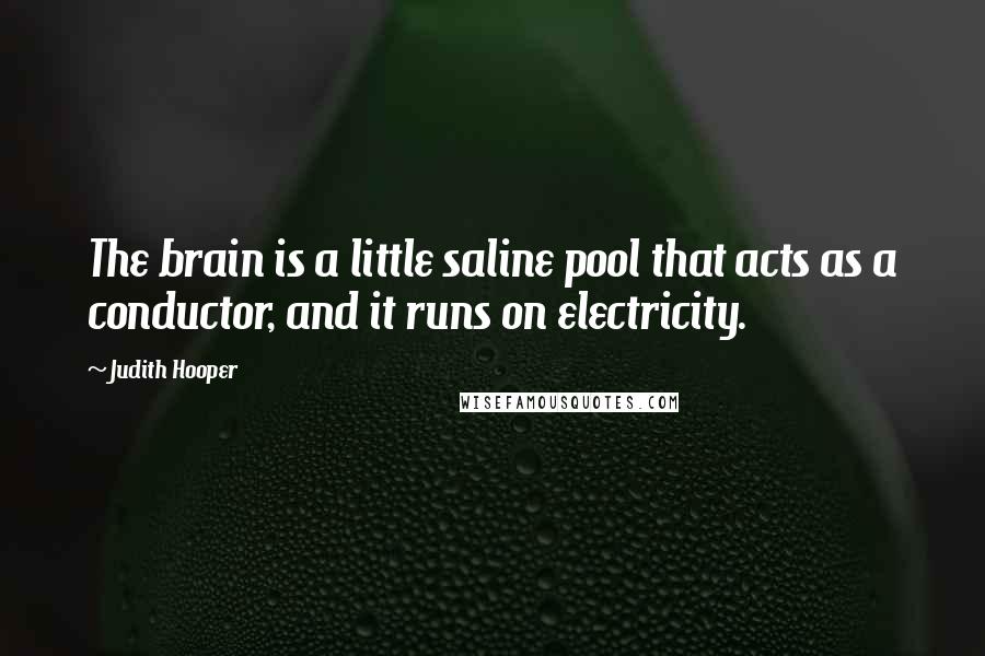 Judith Hooper Quotes: The brain is a little saline pool that acts as a conductor, and it runs on electricity.