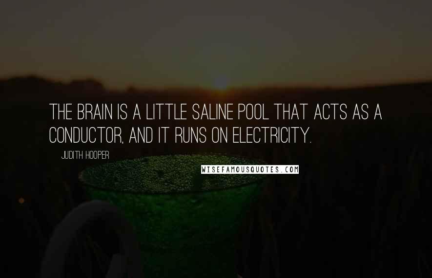 Judith Hooper Quotes: The brain is a little saline pool that acts as a conductor, and it runs on electricity.