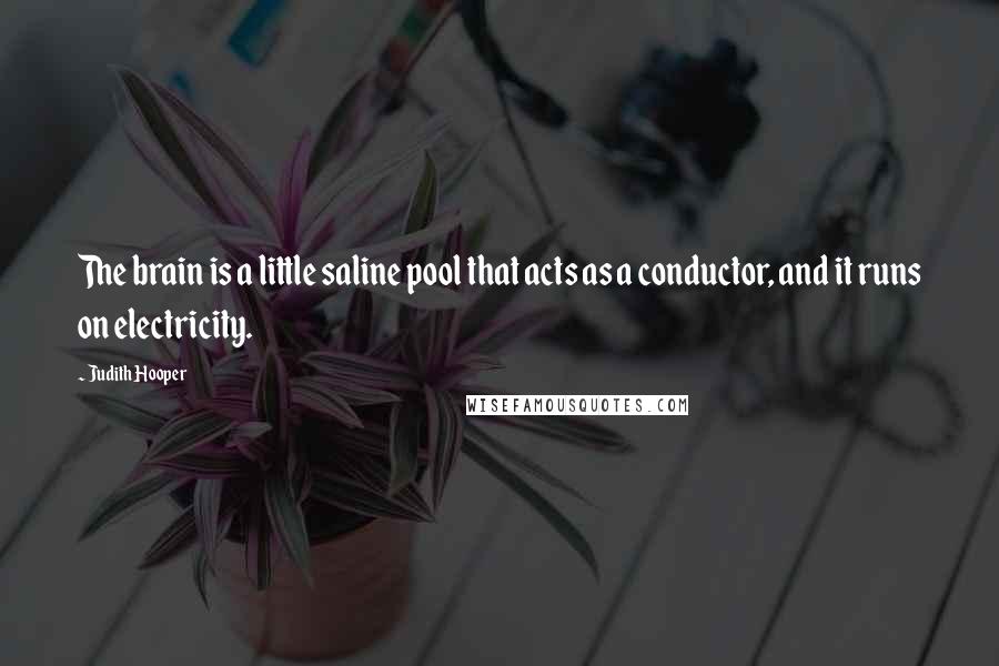 Judith Hooper Quotes: The brain is a little saline pool that acts as a conductor, and it runs on electricity.