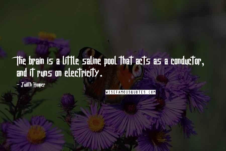 Judith Hooper Quotes: The brain is a little saline pool that acts as a conductor, and it runs on electricity.
