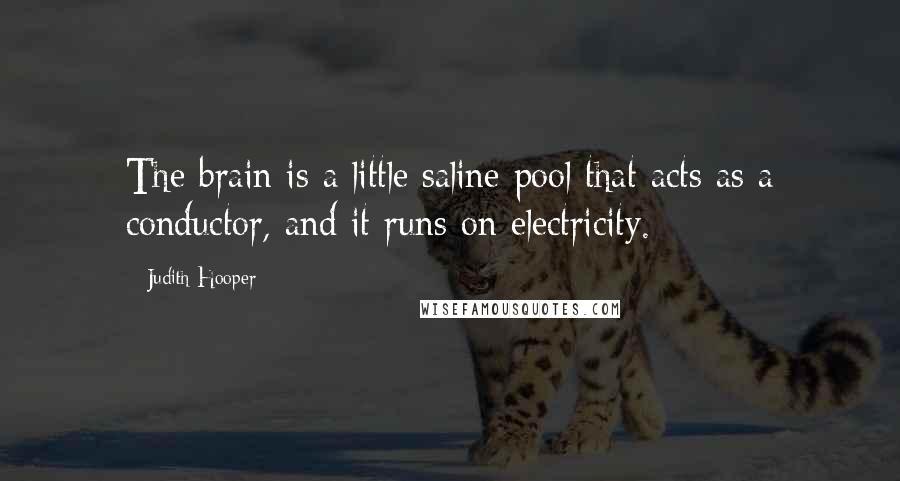 Judith Hooper Quotes: The brain is a little saline pool that acts as a conductor, and it runs on electricity.