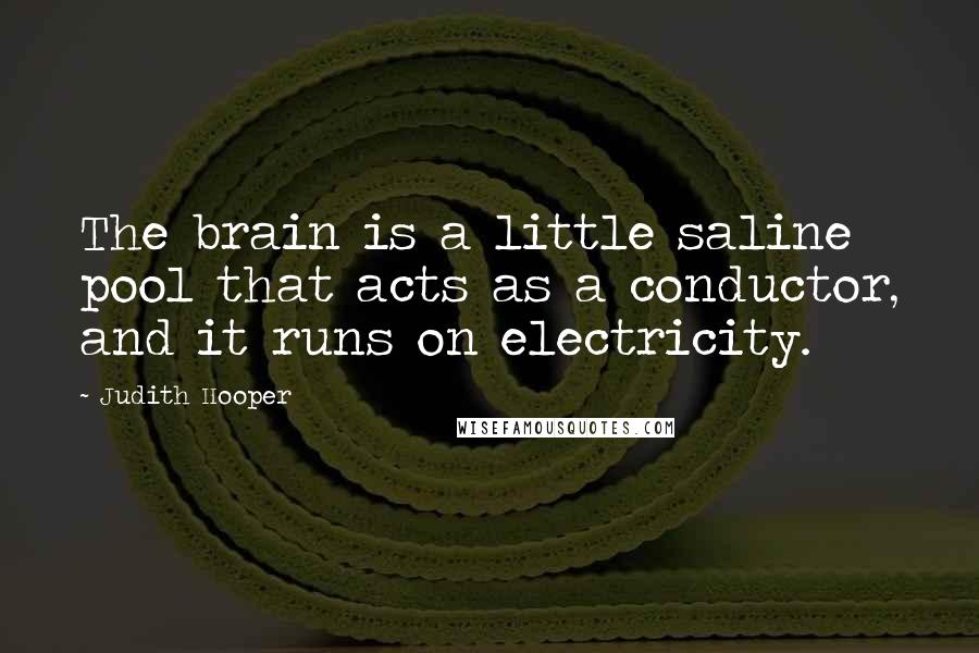 Judith Hooper Quotes: The brain is a little saline pool that acts as a conductor, and it runs on electricity.