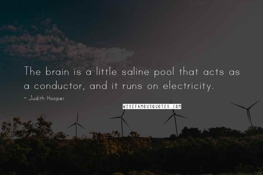 Judith Hooper Quotes: The brain is a little saline pool that acts as a conductor, and it runs on electricity.