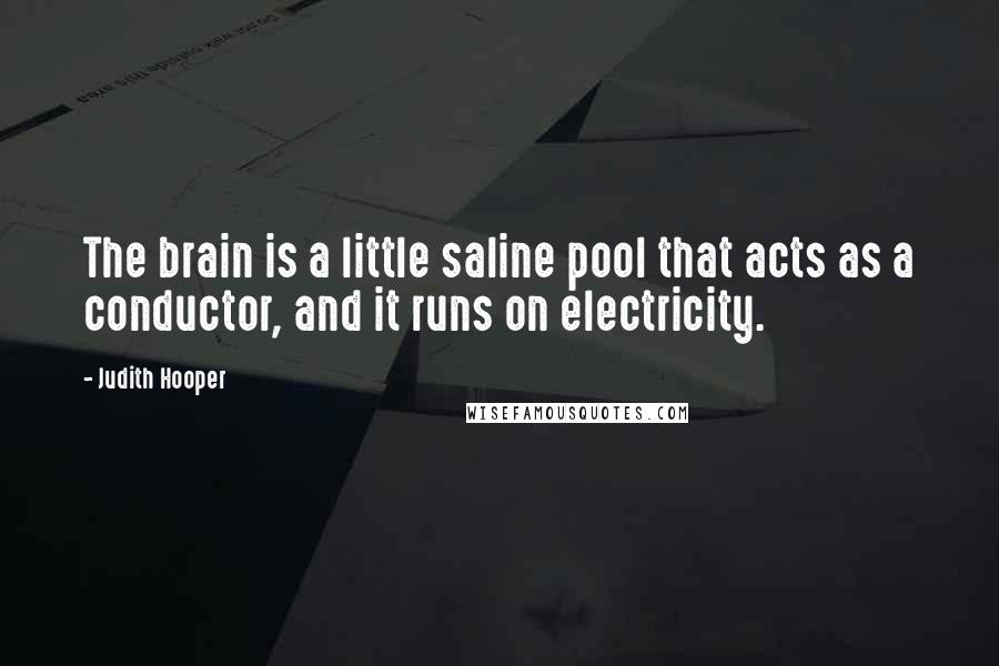 Judith Hooper Quotes: The brain is a little saline pool that acts as a conductor, and it runs on electricity.
