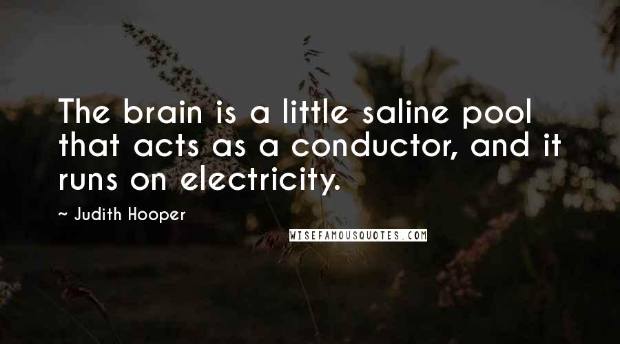 Judith Hooper Quotes: The brain is a little saline pool that acts as a conductor, and it runs on electricity.