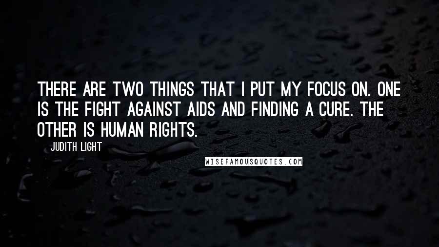 Judith Light Quotes: There are two things that I put my focus on. One is the fight against AIDS and finding a cure. The other is human rights.